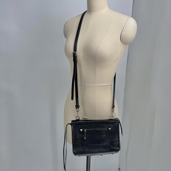 REBECCA MINKOFF Black strap crossbody bag purse genuine leather - Picture 4 of 5